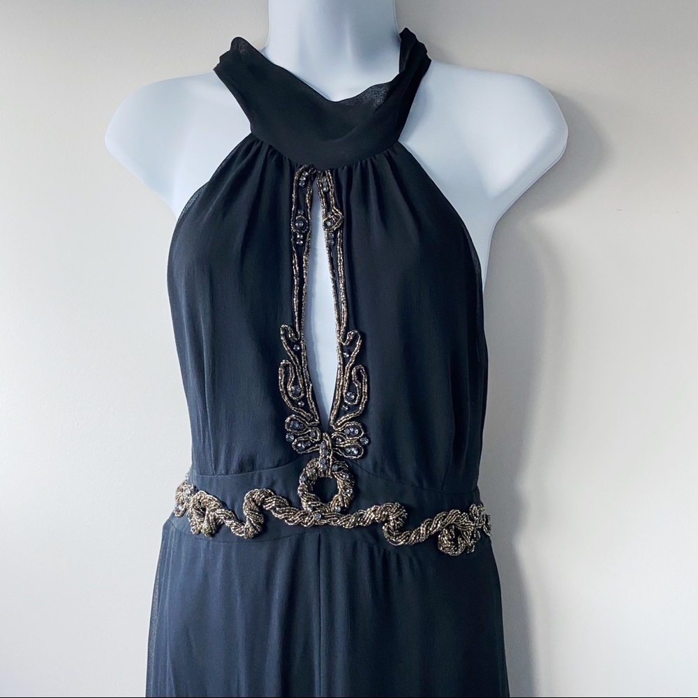 Karen Millen England Black Long Silk Evening Dress